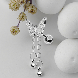 Catena ciondolo Tragus orecchini a farfalla cartilagine orecchini 16G <span class=keywords><strong>acciaio</strong></span> <span class=keywords><strong>chirurgico</strong></span> Piercing a elica gioielli moda donna Piercing - Product Image 3