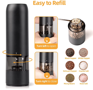 Ensemble <span class=keywords><strong>moulin</strong></span> à sel et à <span class=keywords><strong>poivre</strong></span> en céramique et plastique rechargeable par USB avec réglage de la grosseur de mouture, <span class=keywords><strong>moulin</strong></span> à <span class=keywords><strong>poivre</strong></span> automatique - Product Image 4