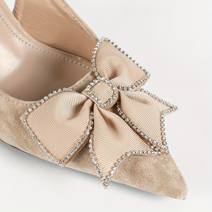 Женские изящные туфли на шпильке с бантом, острый носок, нескользящие, на шнуровке, для клуба, лета, зимы, улицы, свадьбы - Product Image 5