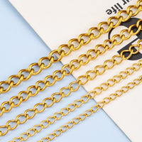 Chaîne de rallonge épaisse en acier inoxydable plaqué or sous vide 18 carats de 4 mm et 5 mm pour la fabrication de bijoux DIY en gros