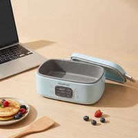Boîte à lunch électrique multifonctionnelle antiadhésive avec couvercle en acier inoxydable, grande capacité, cuiseur portable multifonction pour faire frire des steaks