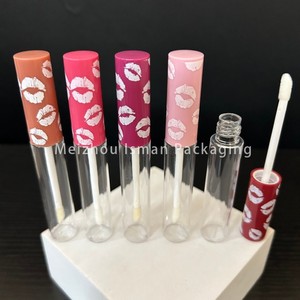 ISMAN Contenant de brillant à lèvres rond de 8 ml, imprimé en forme de lèvres, tube vide rose pour huile à lèvres, emballage cosmétique transparent, logo personnalisé - Product Image 3