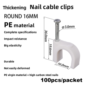Vendita calda di <span class=keywords><strong>Clip</strong></span> per cavo tipo R 16mm in acciaio Nail in plastica strumento di gestione della rete 3.0*36mm cavo scaletta filo fune <span class=keywords><strong>Clip</strong></span> - Product Image 1