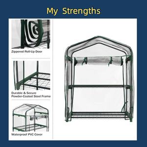 Мини-теплица портативная теплица со стальным каркасом и ПВХ-крышкой, подходит для внутреннего или наружного использования в зеленых домах - Product Image 2