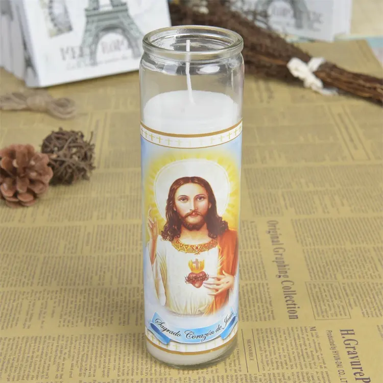 卸売優れた環境にやさしいガラス瓶宗教カスタム祈りキャンドル