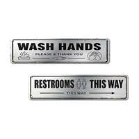 Plaque murale vintage en métal 2D pour toilettes publiques, rappel de lavage des mains, décoration murale pour café, restaurant
