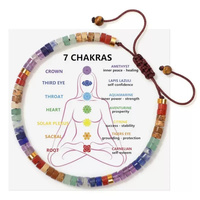 Bracelet en cristal naturel en gros, bracelet tissé avec sept chakras, avec carte, bracelet exquis pour femme