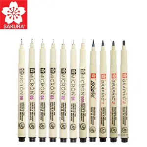 Sakura Pigma Micron Fine Line Pens - Set Of 8 Assorted Nibs In Black Colour  (003,005,01