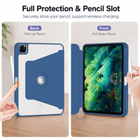 Étui de protection rotatif à 360° pour iPad Air 11 pouces M2 (2024), Air 5e génération/Air 4e génération 10,9 pouces avec support pour stylet
