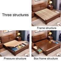 Cadre de lit moderne en bois massif avec rangement, taille Queen, design traditionnel, vente en gros d'usine, lits doubles en bois pour mobilier de maison