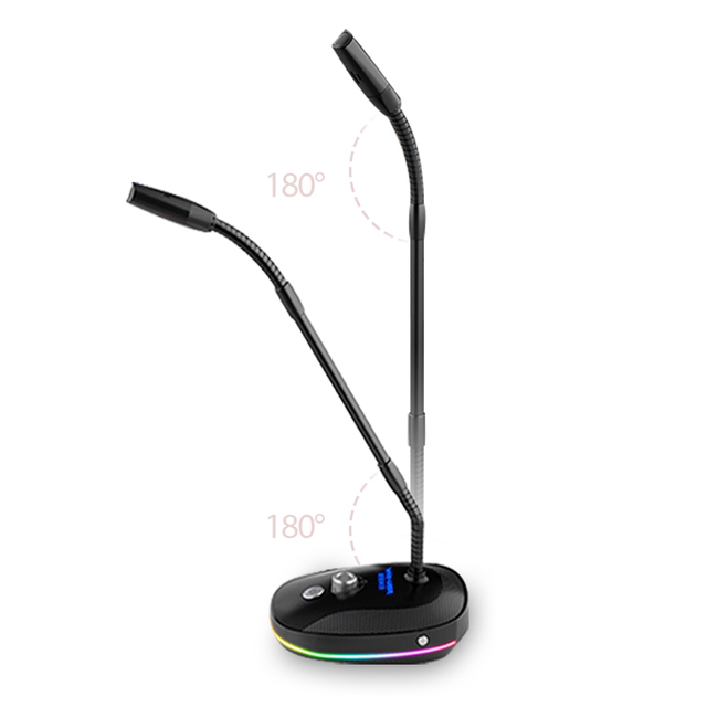 Rainbow Light PC Computer Condenser Microphone Gooseneck Mic Office Home Desktop Usb Wired Microphone