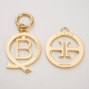 Gepersonaliseerde luxe tasbedels met gegraveerd hol logo, hangende handtas metalen labels, verguld rond metalen sleutelhanger voor tassen - Product Image 1