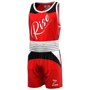 Conjunto Combinado de Competición de Boxeo RISE para Kickboxing y Muay Thai, Pantalones Cortos, Ropa de Competición de Boxeo, Rojo/Azul, Construcción Duradera - Product Image 3