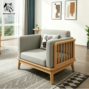 Sofá de estilo rústico hecho en fábrica, al mejor precio, personalizado, en stock, con envío directo, nuevo diseño, muebles de sala de estar, sofá de madera y tela - Product Image 2