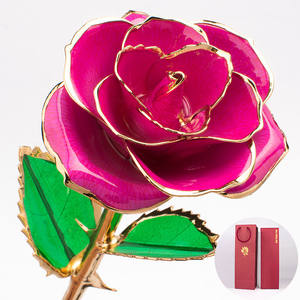 EM0312 New Real Natural Look Beautiful Colorful Unique Forever Rose Gift Rose placcate oro 24K con scatole - Product Image 1