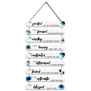 Rustieke Home Muur Decor String Type 9 Stuks Schilderij Board Houten Opknoping Bord Muur Bord Deur Woonkamer Ik Ben Teken