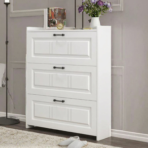 Modern Wooden <b>Shoe</b> <b>Rack</b> 3 Drawer Freestanding Storage Cabinet Space Saving Home Furniture Living Room Organizer White - Product Image 3