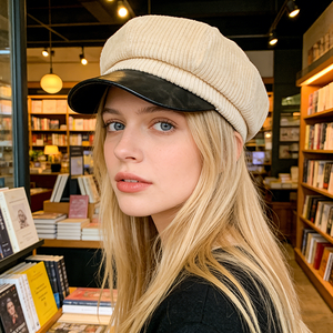 Béret et casquette de gavroche en jean octogonale rétro artistique pour <span class=keywords><strong>femme</strong></span> – <span class=keywords><strong>Chapeau</strong></span> décontracté respirant adapté au ski et aux quatre saisons - Product Image 4