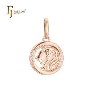 F86201321-01 FJ Fallon Fashion Jewelry pendant Zodiac portrait Sign of Leo Plated in Rose Gold