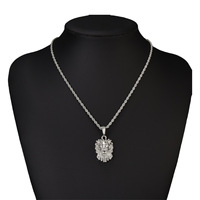 Collier pendentif tête de lion hip-hop pour homme avec chaîne en alliage plaqué or, entièrement orné de cristaux, bijou de fête tendance pour cadeau