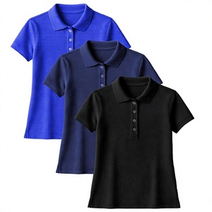 Polo de Manga Corta para Hombre, Color Sólido, Corte Regular, Informal, Tejido, 100% Poliéster, Azul, Negro, Marino - Product Image 3