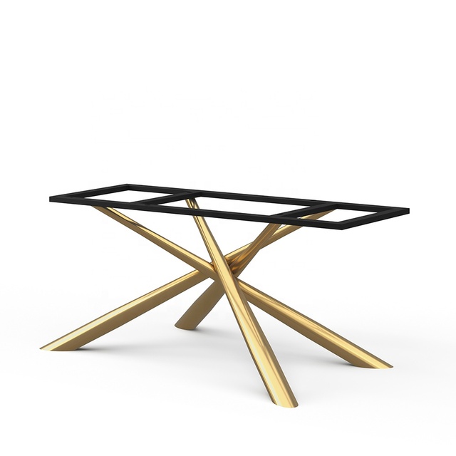 Modern 47" clear Tempered Glass Coffee Table with Golden 4c Stainless Steel Base - Rectangular Center Table for Living Room