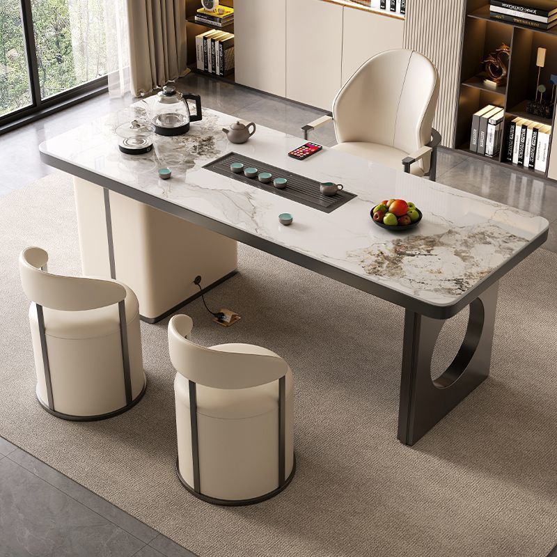 Slab tea table 1, deluxe main chair 2, crescent chair