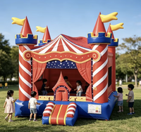 Château gonflable sur le thème du cirque de 13x13 pieds, château gonflable de qualité commerciale pour enfants, idéal pour les fêtes en plein air