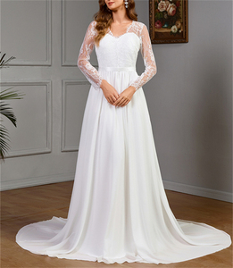 Robe de mariée longue à une épaule pour femmes africaines à queue élégante robe de mariée blanche - Product Image 3