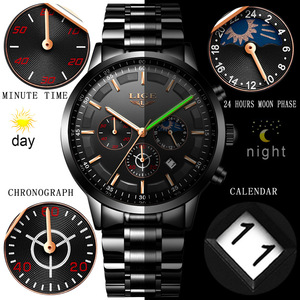 <span class=keywords><strong>LIGE</strong></span> 9877 Hombres New Moon Phase 3 Dial Relojes de cuarzo Moda Multifunción Cronógrafo impermeable con calendario <span class=keywords><strong>Reloj</strong></span> para <span class=keywords><strong>hombre</strong></span> - Product Image 6