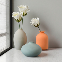 Vase en céramique de ferme moderne ensemble de 3 pièces neutre de petite taille pour table salon étagères bibliothèque décoration d'entrée