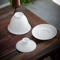 Service à thé Kung Fu en porcelaine chinoise, bol à thé avec couvercle, logo personnalisé, théière, céramique blanche Sancai, Gaiwan, style zen asiatique, boîte individuelle