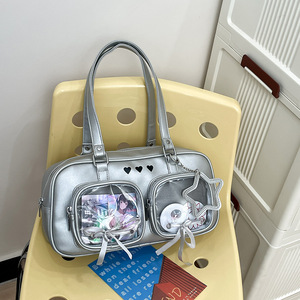 Borsa giapponese Lolita Y2K <span class=keywords><strong>Ita</strong></span> graziosa borsa trasparente a tracolla Hobo da donna con finestra trasparente - Product Image 4