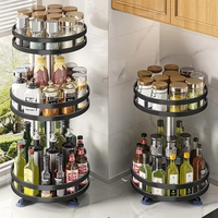 Organisateur de porte-épices à rotation de cuisine en métal plateau de rangement antidérapant pour bocaux assaisonnements et accessoires d'épices