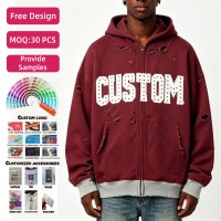 Sudadera con capucha y cremallera para hombre, 100% algodón, 320 g/m², con efecto lavado y desgastado, estampado DTG, cuello redondo y puños acanalados, estilo pullover.