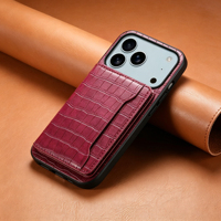 Funda de Teléfono de Lujo de PU con Soporte y Ranuras para Tarjetas, Antigolpes y Antihuellas, Compatible con 18/17/16/15/14/13/12
