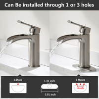 Robinet de lavabo moderne monotrou en acier inoxydable 304 poli avec capteur sans contact et bonde escamotable en céramique