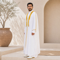 Jubah Pria Lanna Bordir Rumbai Emas, Thobe Arab Saudi, Jubah Luar Muslim Dubai, untuk Idul Fitri dan Pernikahan