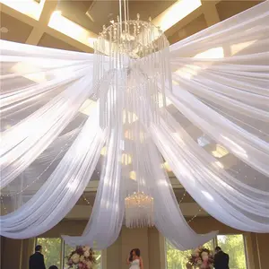 Witte Chiffon Bruiloft Drapery Stof Plafond Gordijn Decoratie Voor Huwelijksfeest
