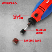 WORKPRO Kit de meuleuse électrique miniature 211 pièces pour le travail du bois, perceuse électrique DIY, ponceuse rotative à vitesse variable, 211 pièces mini électrique