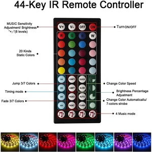 DC12V SMD5050 RGB Music <strong>Strip</strong> Light 30led/M 5m 10m <strong>LED</strong> Flexible Ribbon Light <strong>Strip</strong> 44Key Music Controller With <strong>Power</strong> <strong>Adapter</strong> - Product Image 4