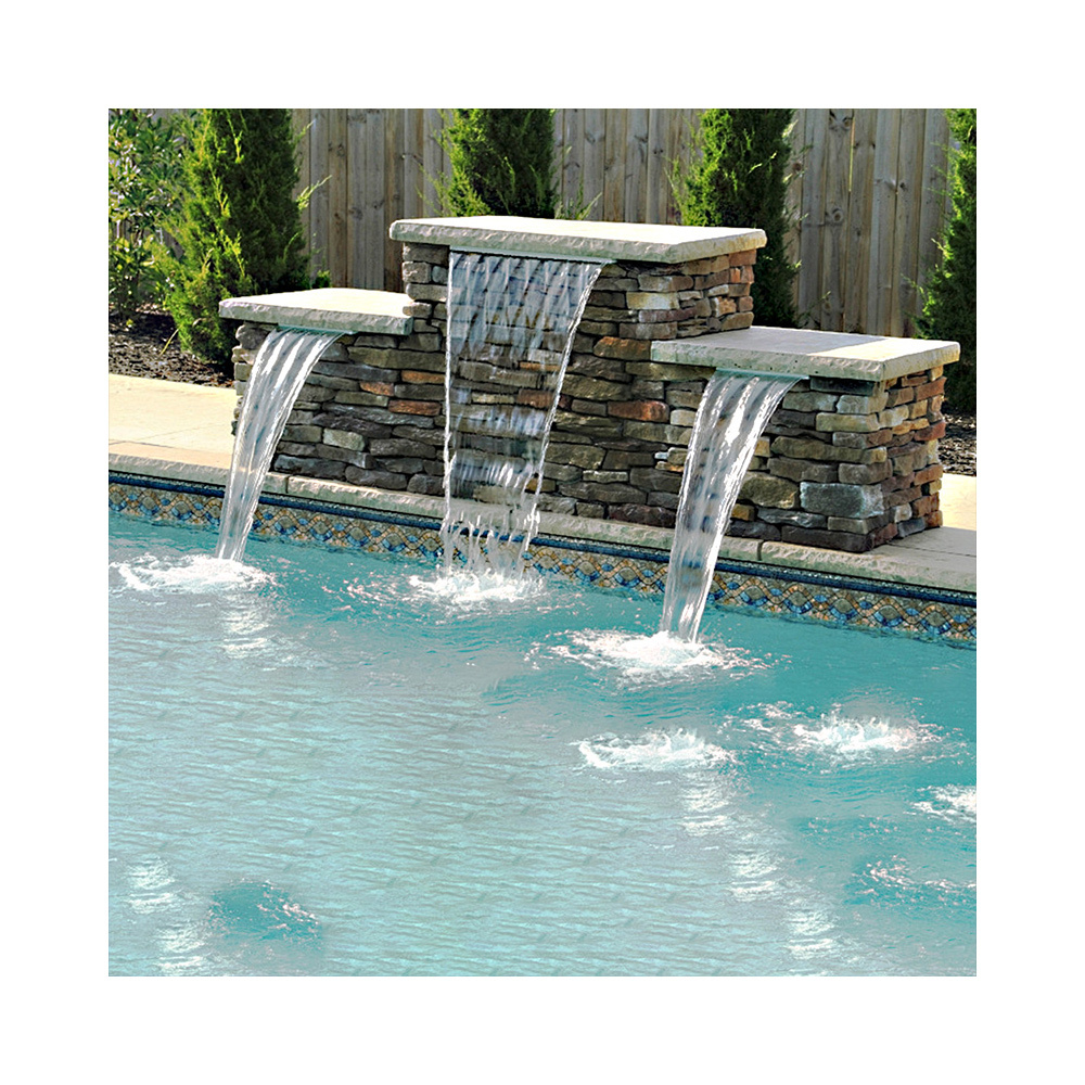 Artificial Cascade Wall Hanging Decoration Swimming Pool LED Lights Customized Waterfall Fountain
