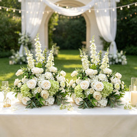 Centre de table de mariage populaire, arrangement floral pour événements, boule de fleurs artificielles d'hortensia bleu-vert mélangé, centre de table d'autel