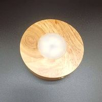 Lampe de nuit LED moderne au design minimaliste avec base en bois illuminée, alimentée par USB, base phosphorescente, lumière tricolore