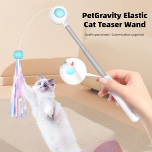 Pabrik desain baru dapat disesuaikan mewah ramah lingkungan ditarik plastik menggoda hewan peliharaan interaktif mainan kucing tongkat penggoda untuk dalam ruangan - Product Image 2