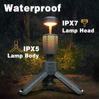 Lanterne de camping rechargeable à LED avec support, étanche, multifonction, lampe torche portable pour la randonnée, la pêche, en aluminium blanc ABS