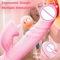 Silikon Teleskop-Vibrator mit Klitoris-Leckfunktion USB-Aufladbar & Wasserdicht Erwachsenen-Spielzeug