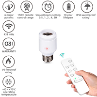 Prise d'ampoule télécommandée Kit d'interrupteur de prise de lumière sans fil Support de lumière à distance Base E26/E27 Sans câblage Charge LED 5A/500W