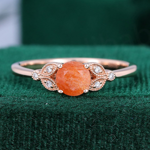 925S Rhodium Plated Sunstone Gemstone Engagement <b>Ring</b> for Women <b>Men</b> Unisex Party Wedding - Product Image 4