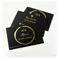 Cartes de remerciement de luxe personnalisées avec logo estampé à chaud or, impression UV sélective, cartes de vœux publicitaires, cartes postales professionnelles